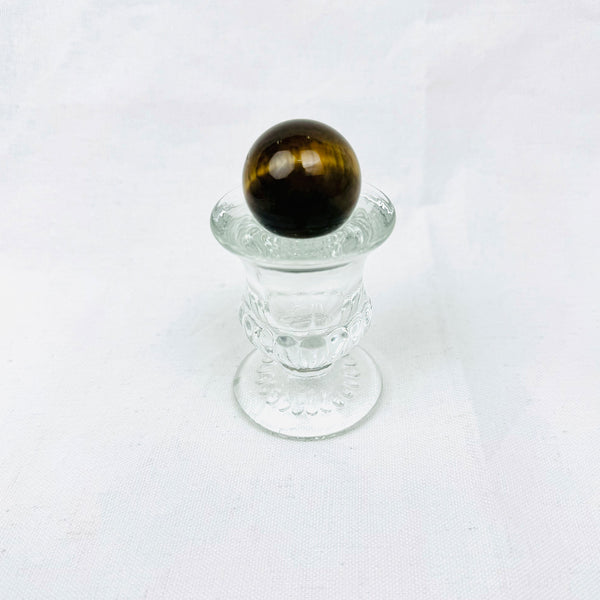 TIGER EYE STONE CRYSTAL ENERGY SPHERE WITH BASE