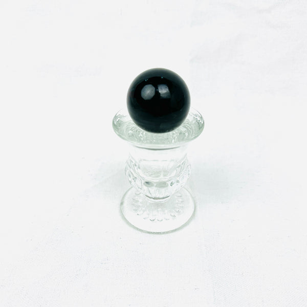 OBSIDIAN CRYSTAL ENERGY SPHERE WITH BASE